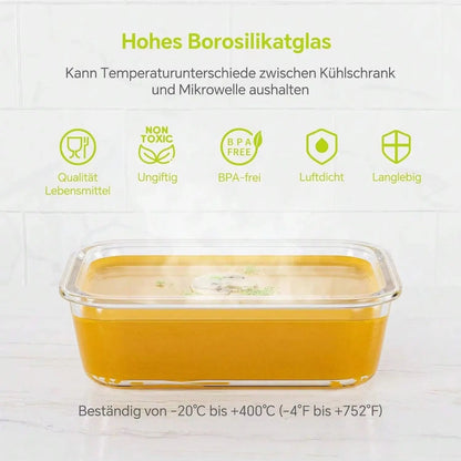 Glass Food Storage Container with Lid, for Meal Prep,Fridge and Dishwasher , Transparent for Storing Food, Salad, Fruit Etc.